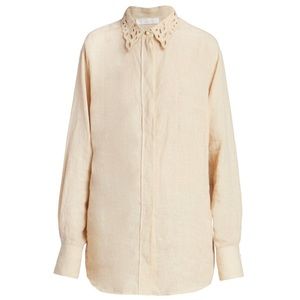 Oversized Eyelet-Collar Blouse